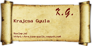 Krajcsa Gyula névjegykártya